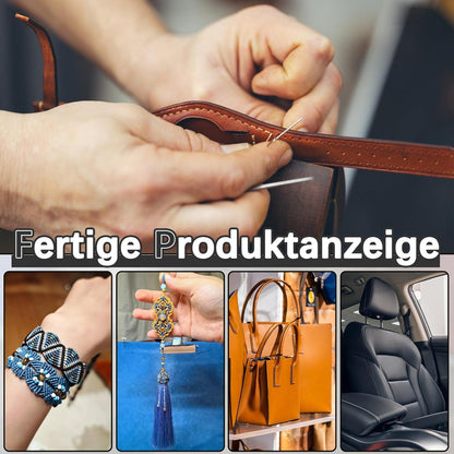 Leder Faden Set 150D Wachsfaden Ledergarn Nähnadeln Rot