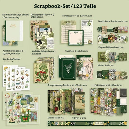 Vintage Scrapbook Set mit Notizbuch & Zubehör – DIY Geschenk