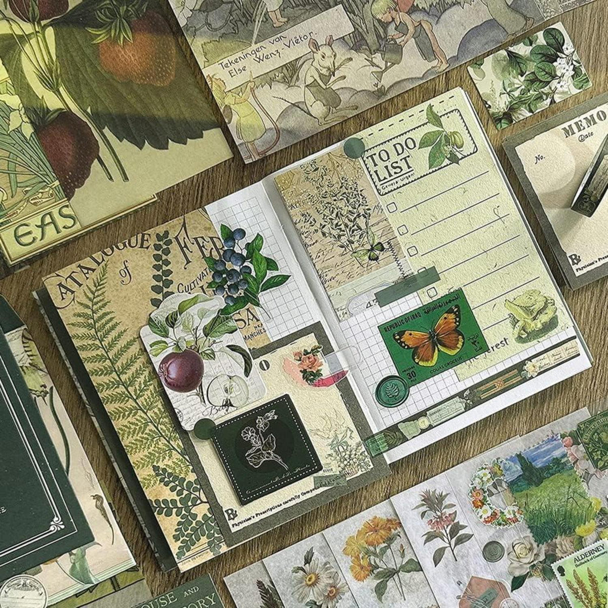 Vintage Scrapbook Set mit Notizbuch & Zubehör – DIY Geschenk