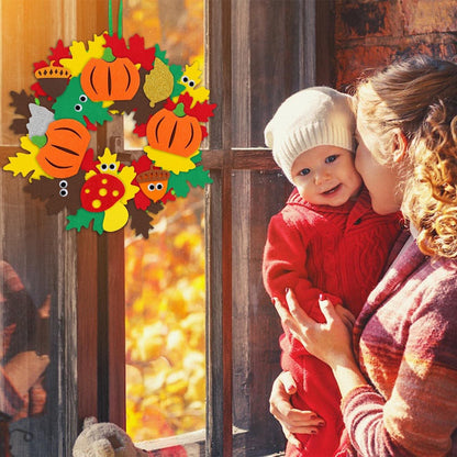 Benjia Herbst Bastelset 4 Stück Kinder: Kranz & Ornamente DIY Filz Herbst Basteln