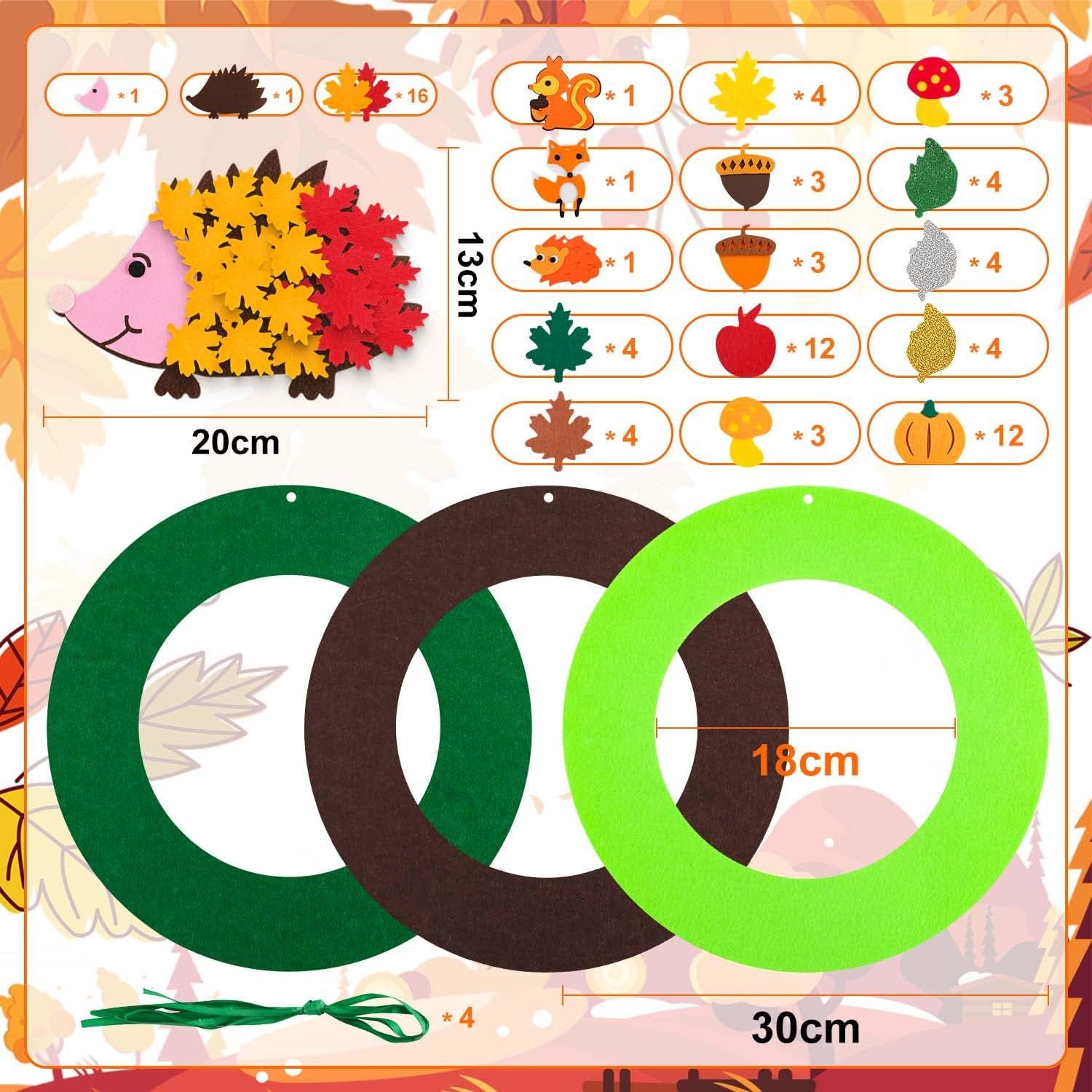 Bastelset für Kinder Herbstkranz Igel DIY Filz Halloween Weihnachten