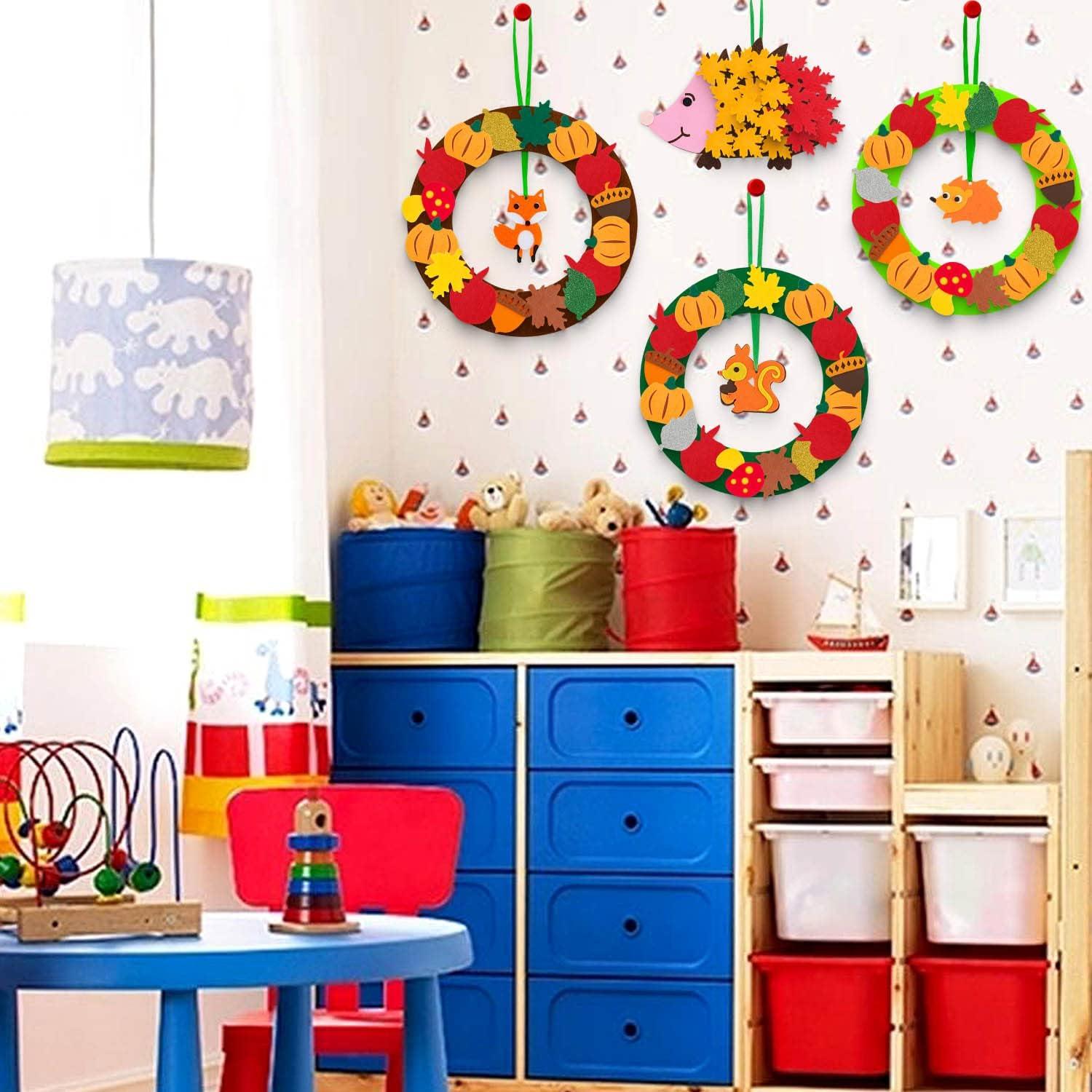 Benjia Herbst Bastelset Kinder DIY Filz Herbstkranz Halloween 4 Stück