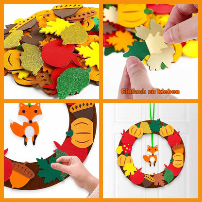Herbst Bastelset Kinder DIY Filz Kranz Igel Halloween Weihnachten