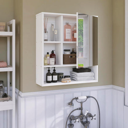 SMIBUY Badezimmerschrank mit Spiegel Wandmontage Bambus