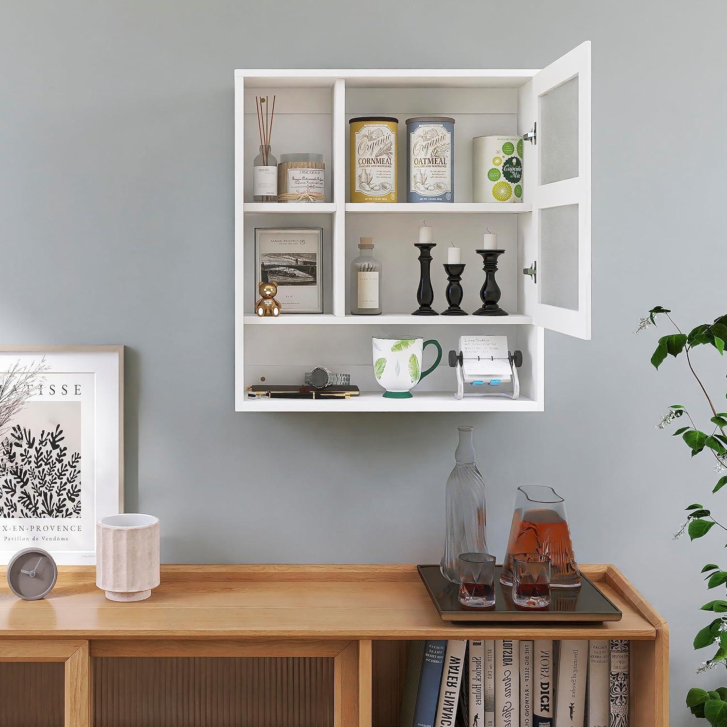 Bambus Badezimmerschrank mit Spiegel an Wand montiert, Aufbewahrung Organizer