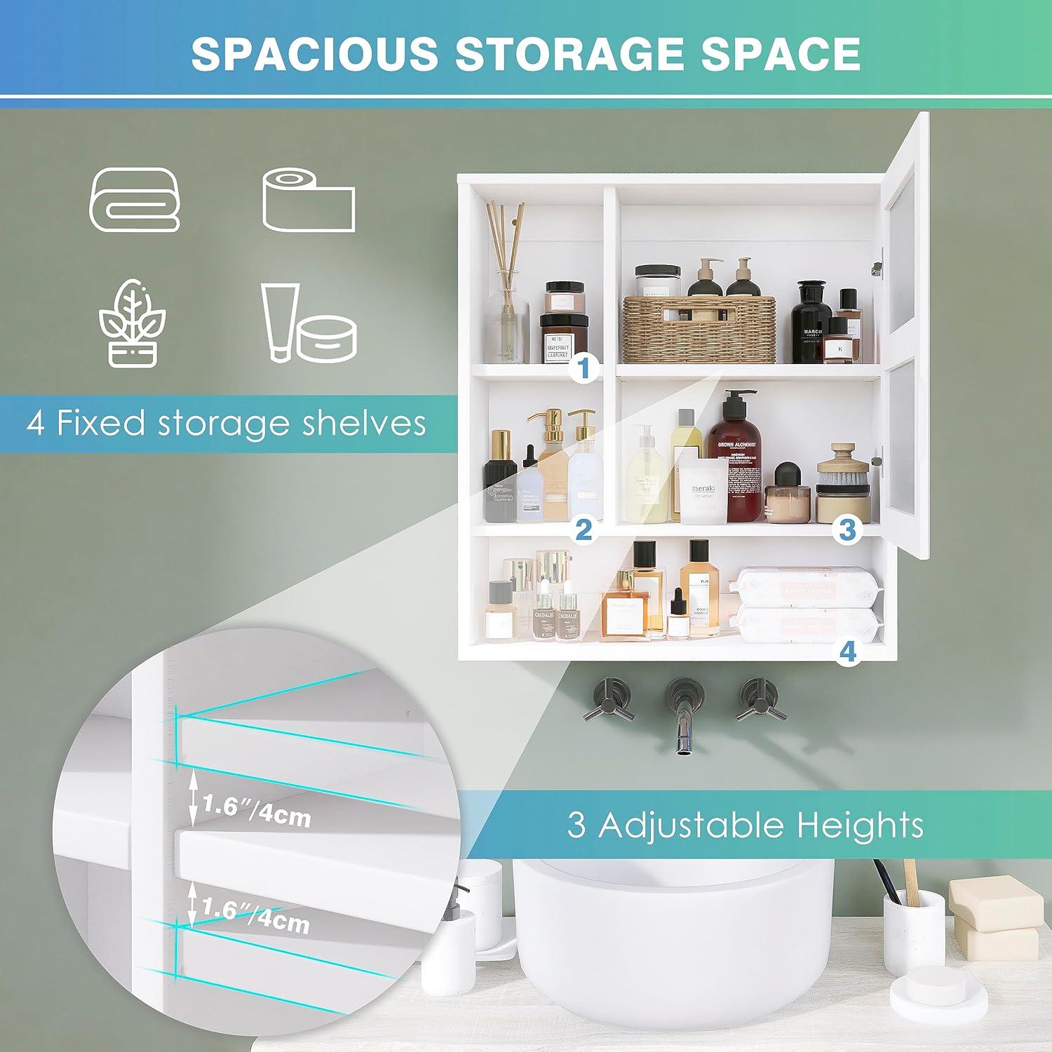Badezimmerschrank Spiegel Wand Bambus Aufbewahrung Toilette