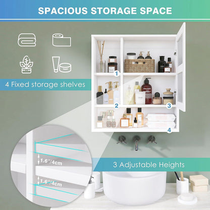 Badezimmerschrank Spiegel Wand Bambus Aufbewahrung Toilette