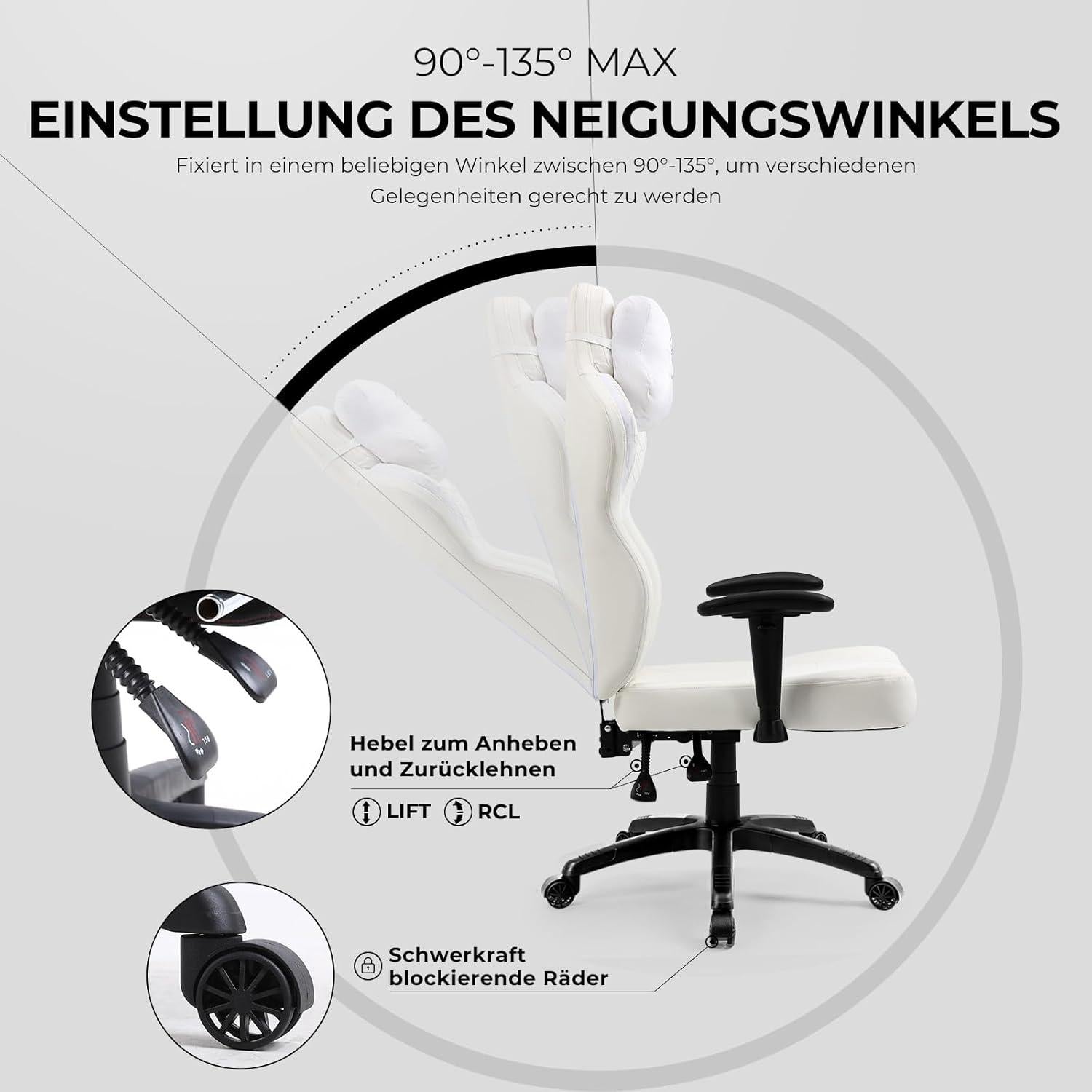 Gaming Stuhl PU Leder Schneidersitz ergonomisch PC Büro hohe Rückenlehne
