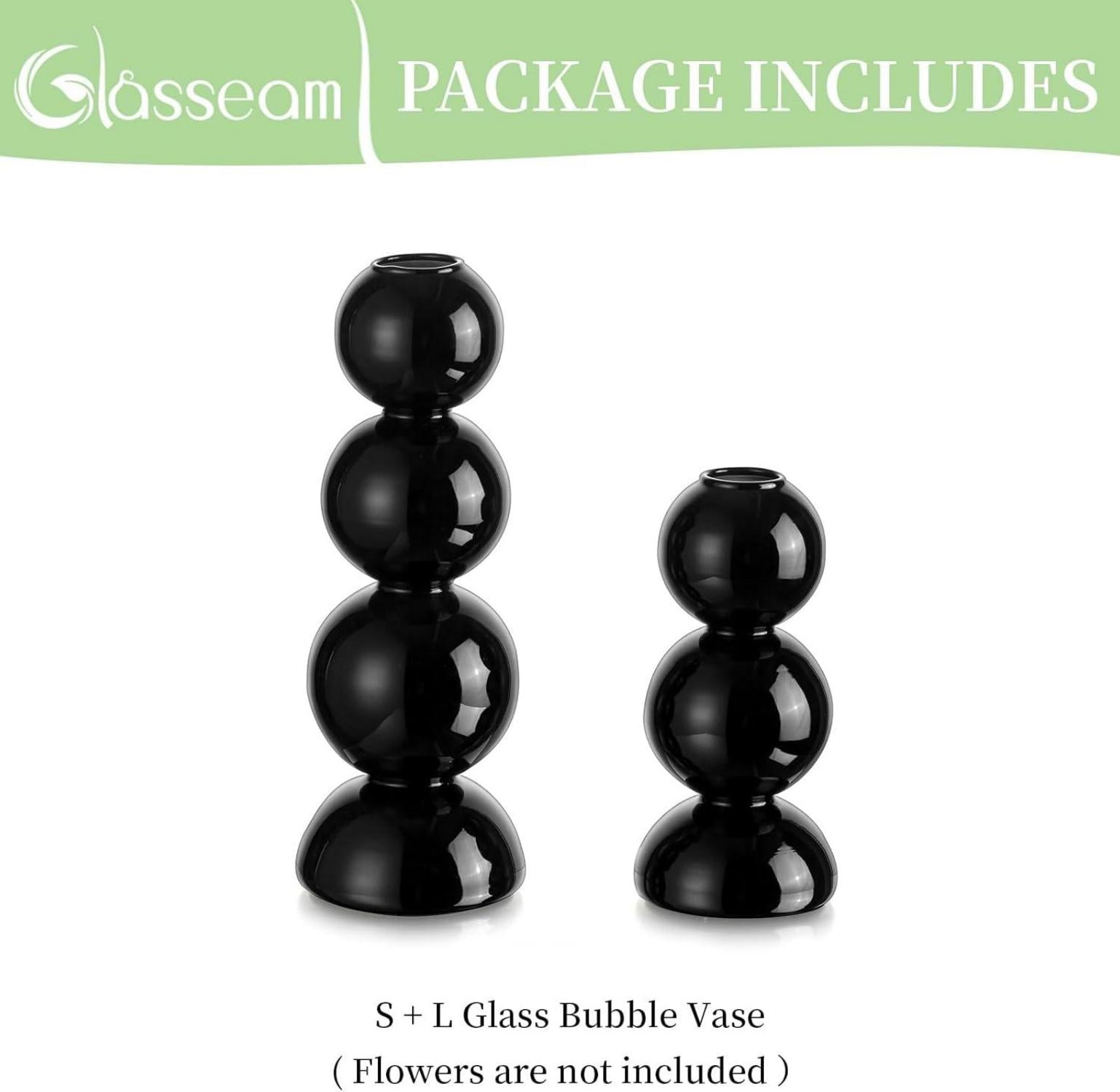 Bubble Blumenvase Schwarz Glas Modern für Pampasgras & Blumen