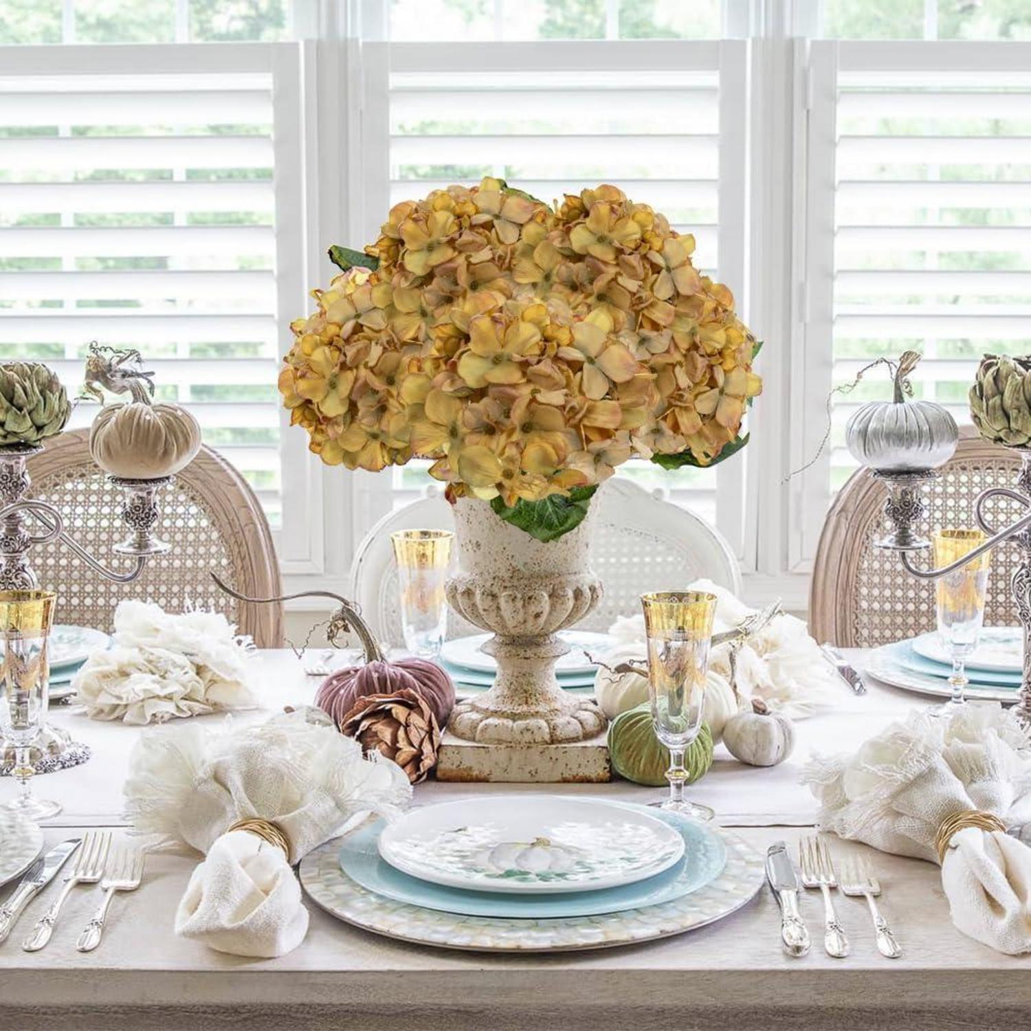 Künstliche Hortensien Kunstblumen 3er Set Orange 23cm