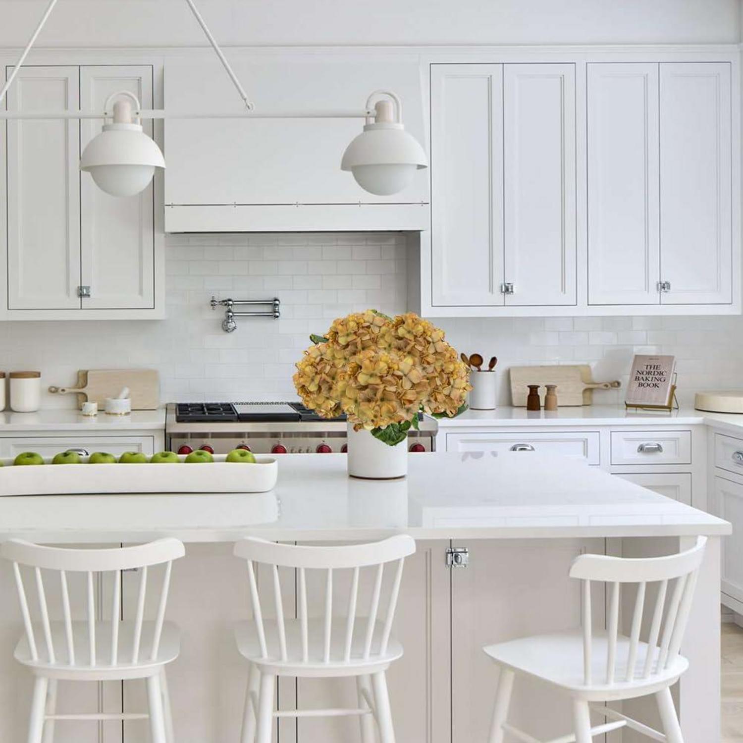 3er Set Künstliche Hortensien Blumensträuße Hochzeit Haus Hotel 23cm Orange