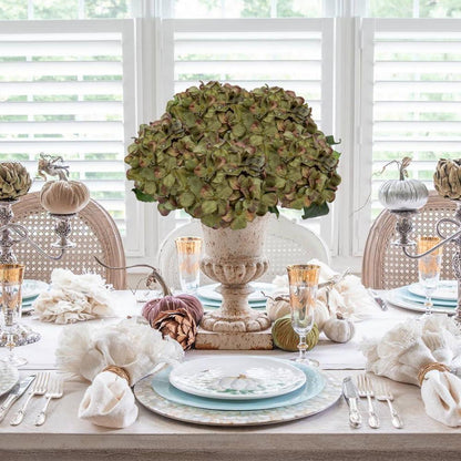 Künstliche Hortensien Kunstblumen 3er Set Hochzeit Blumengesteck 23 cm Grün Lila