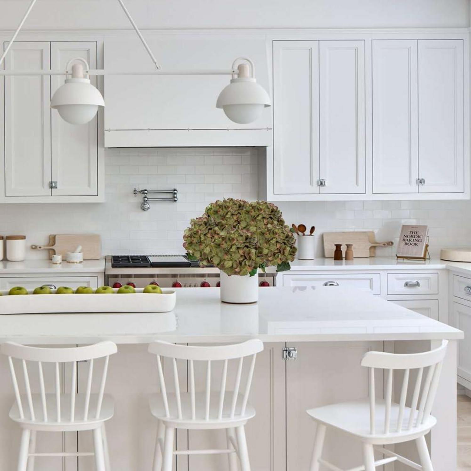 3er Set Künstliche Hortensien Blumensträuße Hochzeit Deko 23cm Grün Lila