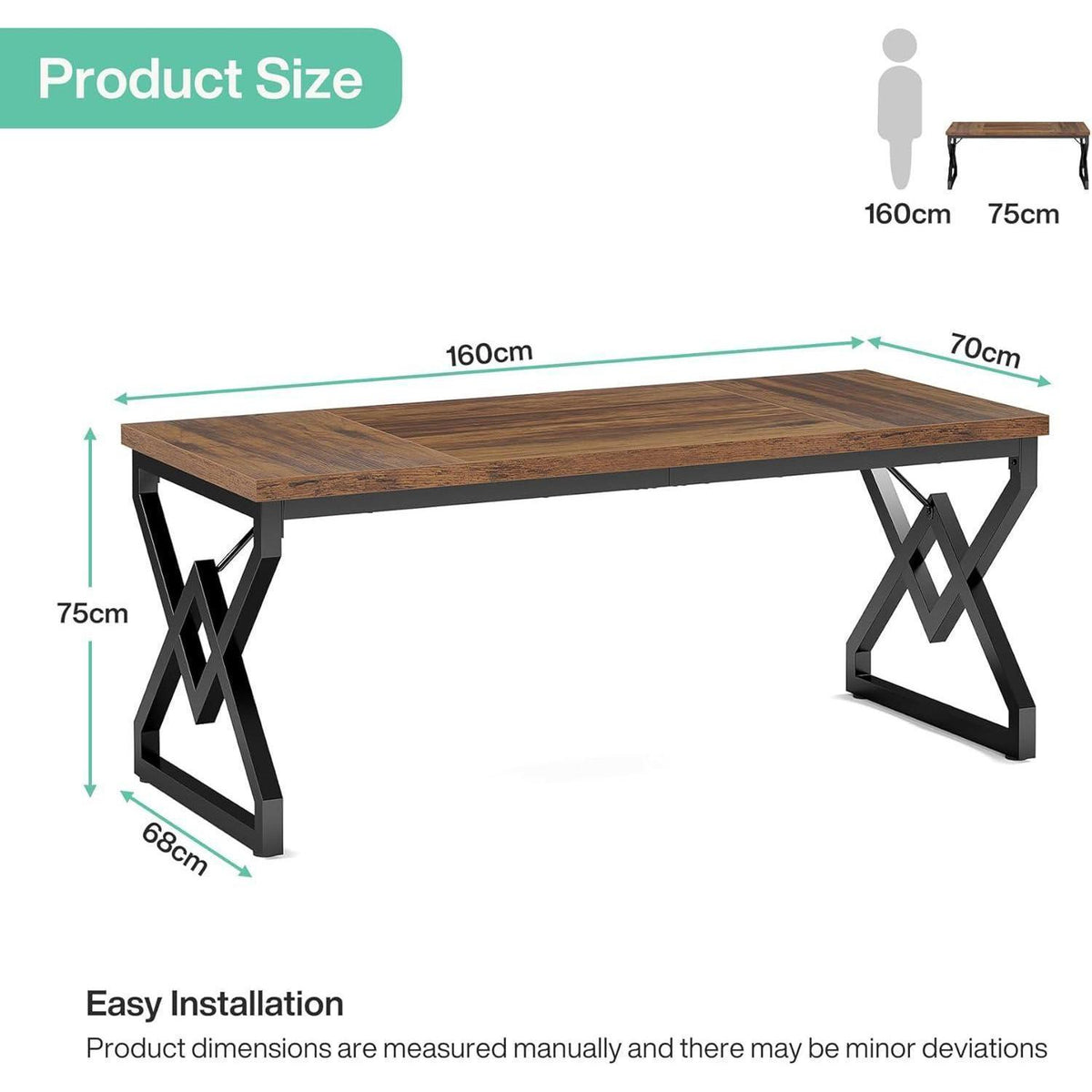 Großer Schreibtisch 160cm – Industrieller Bürotisch für Home Office