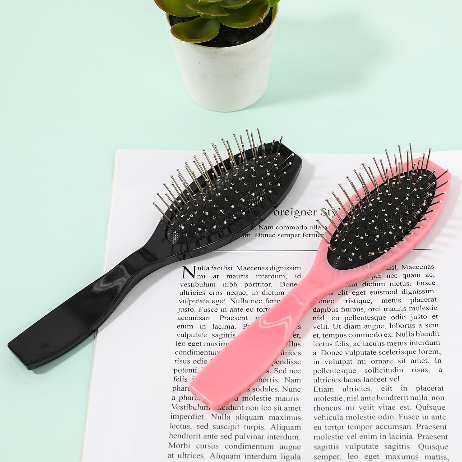 2er Set Synthetische Perückendrahtbürste in Schwarz und Rosa