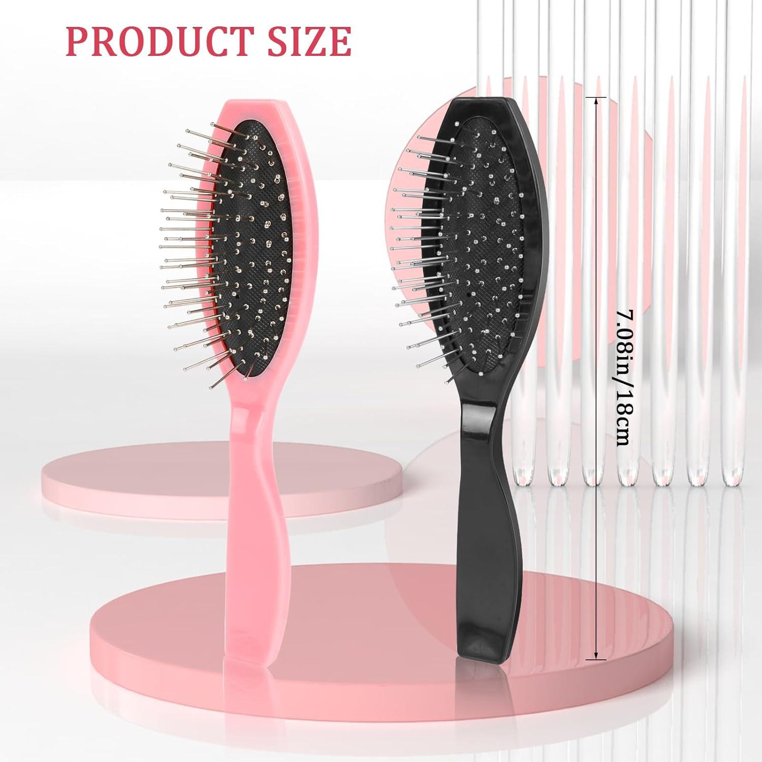 Perückenbürste Edelstahl Haarverlängerung Kamm, 2 Stück, Schwarz Rosa