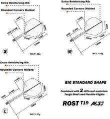 CUESOUL ROST T19 Dartschaft Flight 3er-Set Eisflug L-75mm
