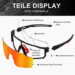 Polarisierte Sportsonnenbrille UV400 für Radfahren und Skifahren