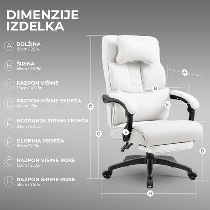 Ergonomischer Bürostuhl mit Fußstütze und hoher Rückenlehne