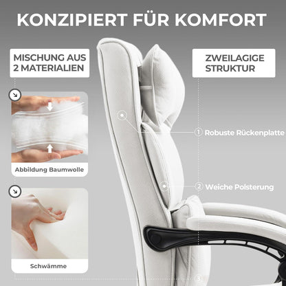 Dowinx Chefsessel Bürostuhl mit Fußstütze, ergonomisch, hohe Rückenlehne, höhenverstellbar