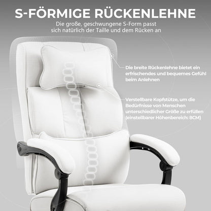 Ergonomischer Chefsessel mit Fußstütze und Armlehne, Stoff