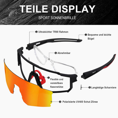 Sportbrille Polarisiert UV400 Fahrrad-Sonnenbrille Herren Damen Angeln