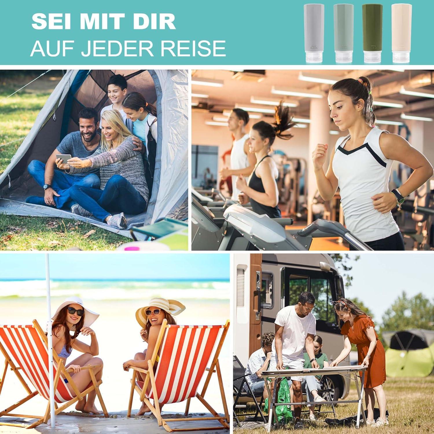 Opret 4x100ml Silikon Reiseflaschen Set BPA-frei Auslaufsicher