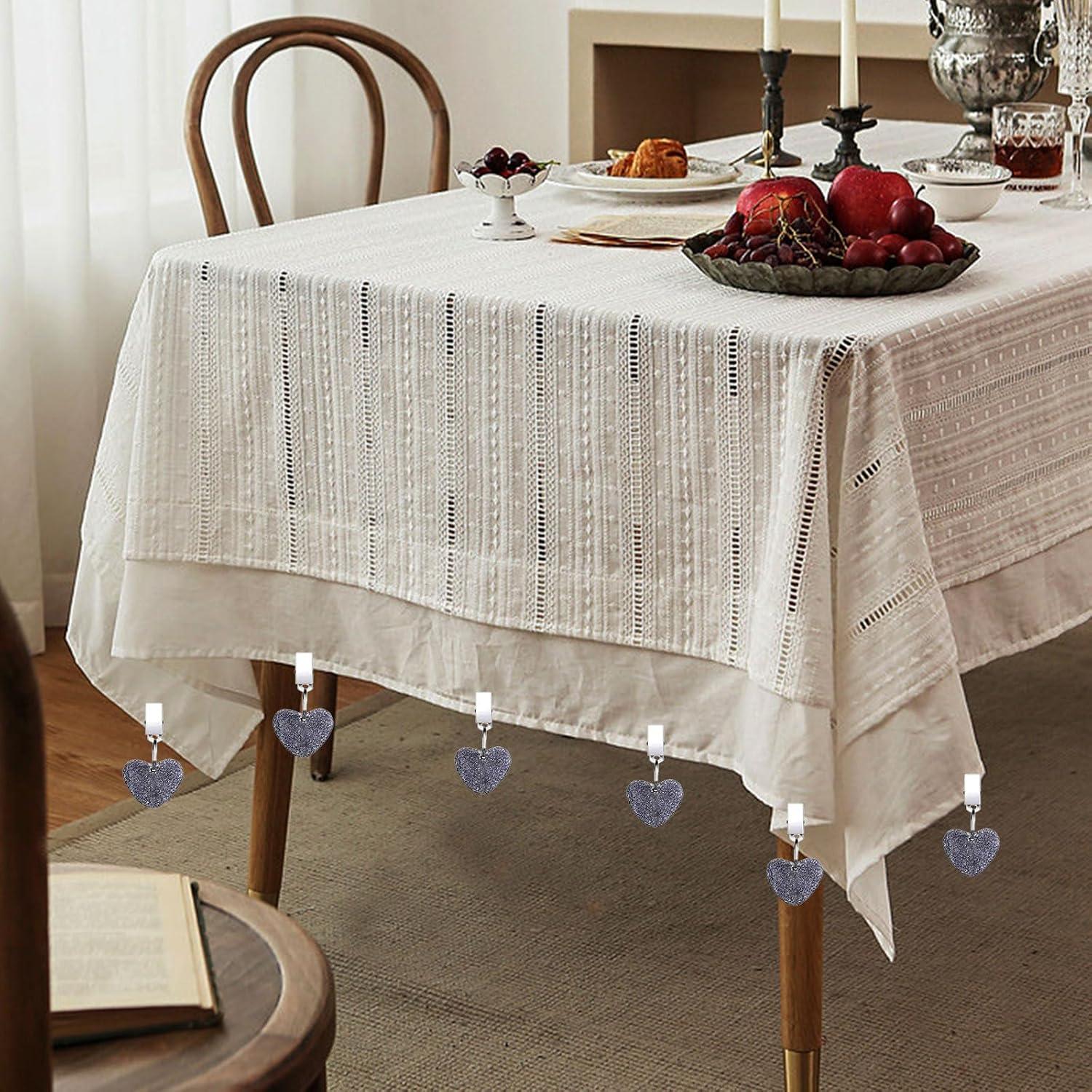 8er Set Tischdeckenbeschwerer mit Clips aus Naturstein, herzförmig