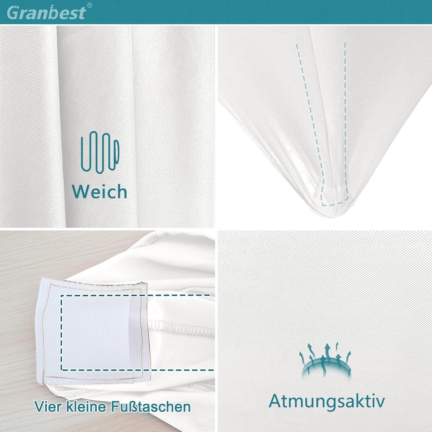 Granbest 2er Set Tischhussen Ø 80-85cm Weiß, Spandex Quadrat Ecken, Party Bankett Hochzeit, Stehtischhussen