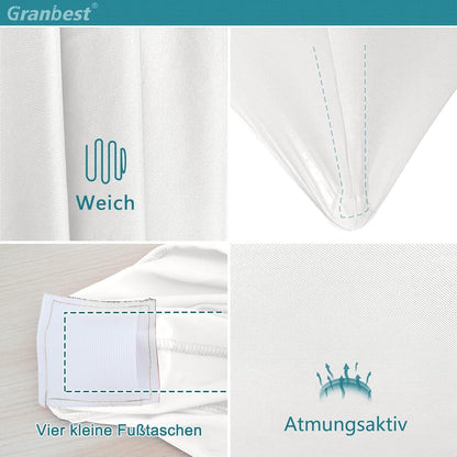 Granbest 2er Set Tischhussen Ø 80-85cm Weiß, Spandex Quadrat Ecken, Party Bankett Hochzeit, Stehtischhussen