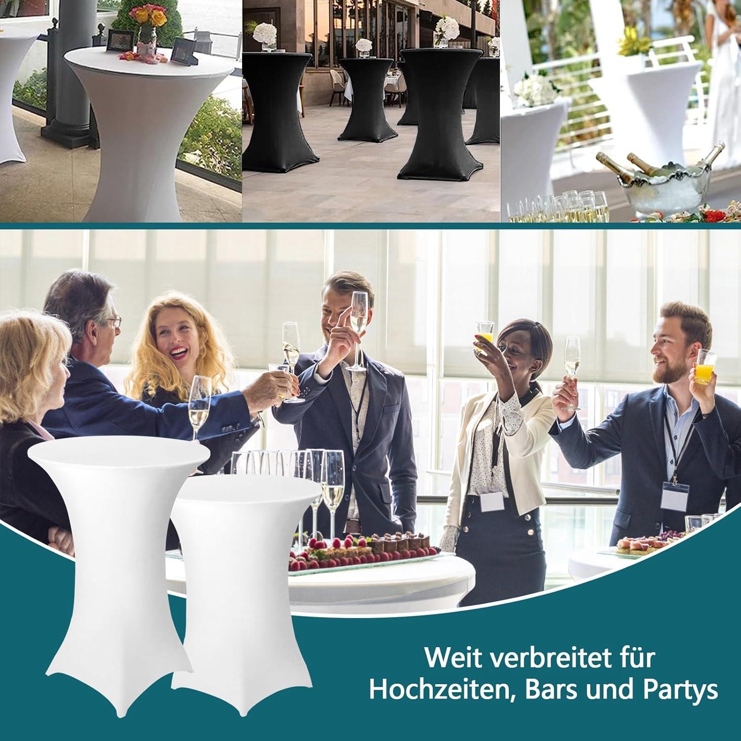 2er Set Cocktail Tischhussen Spandex Quadrat Ecken