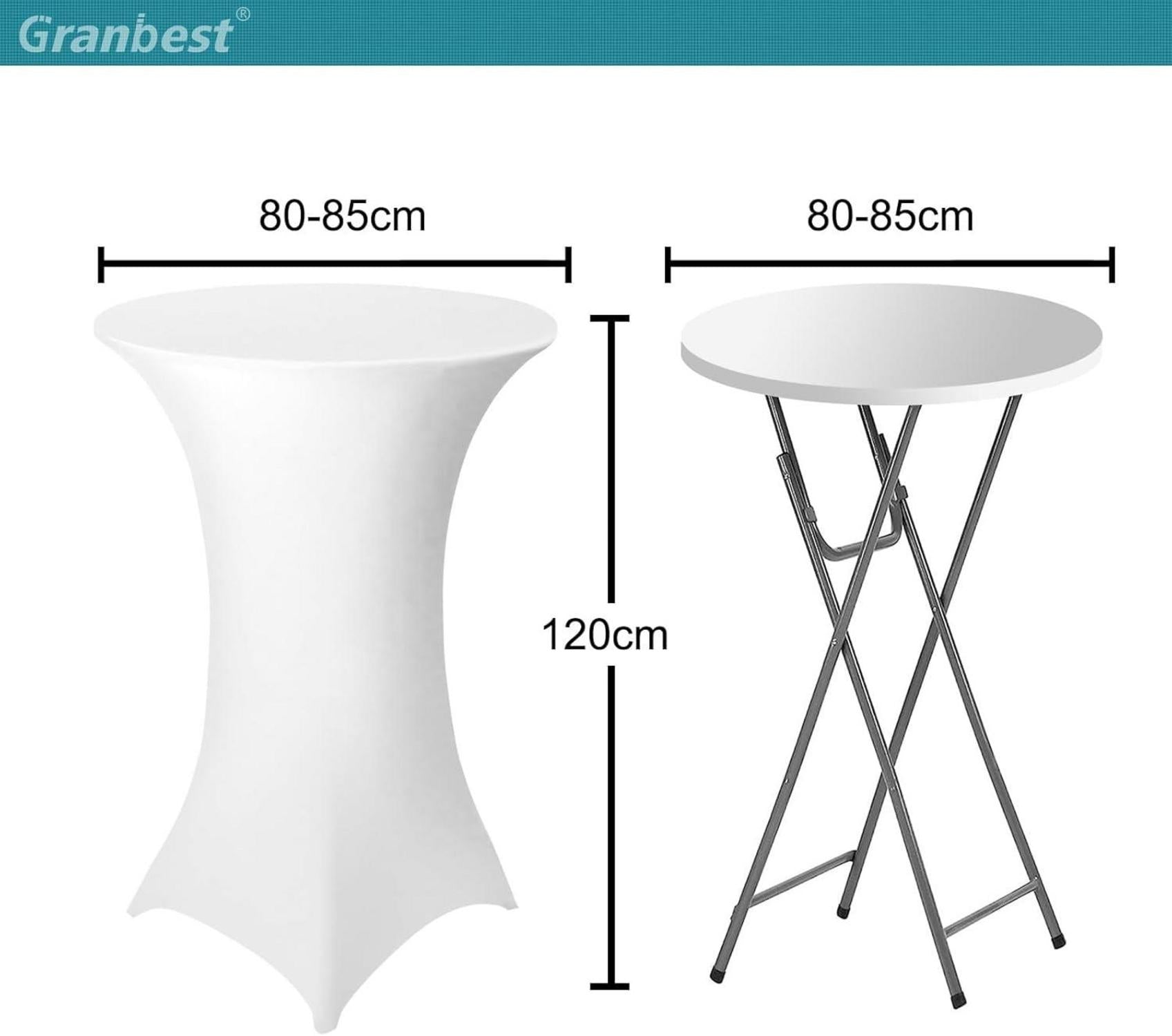 Weiße Spandex Tischhussen 2er Set Ø 80-85cm - Party Bankett Hochzeit