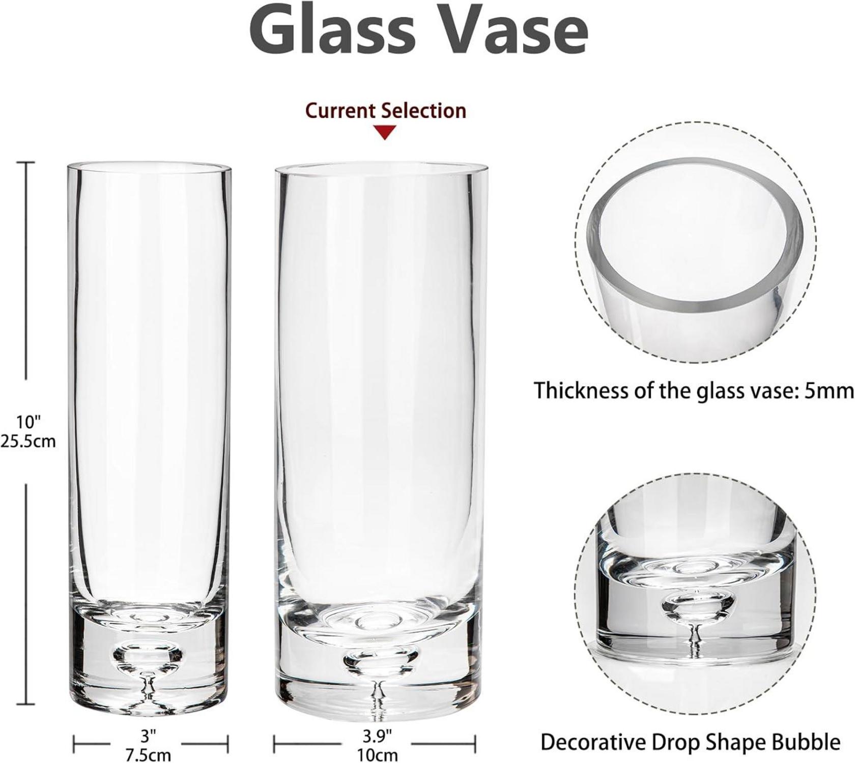 25CM Kristallklare Glasvase Zylindrisch Tischvase für