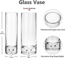 25CM Kristallklare Glasvase Zylindrisch Tischvase für