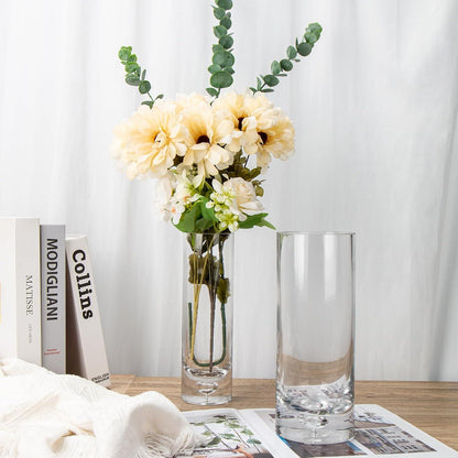 25CM Kristallklare Glasvase Zylindrische Blumenvase Tischvase Hochzeit Dekor