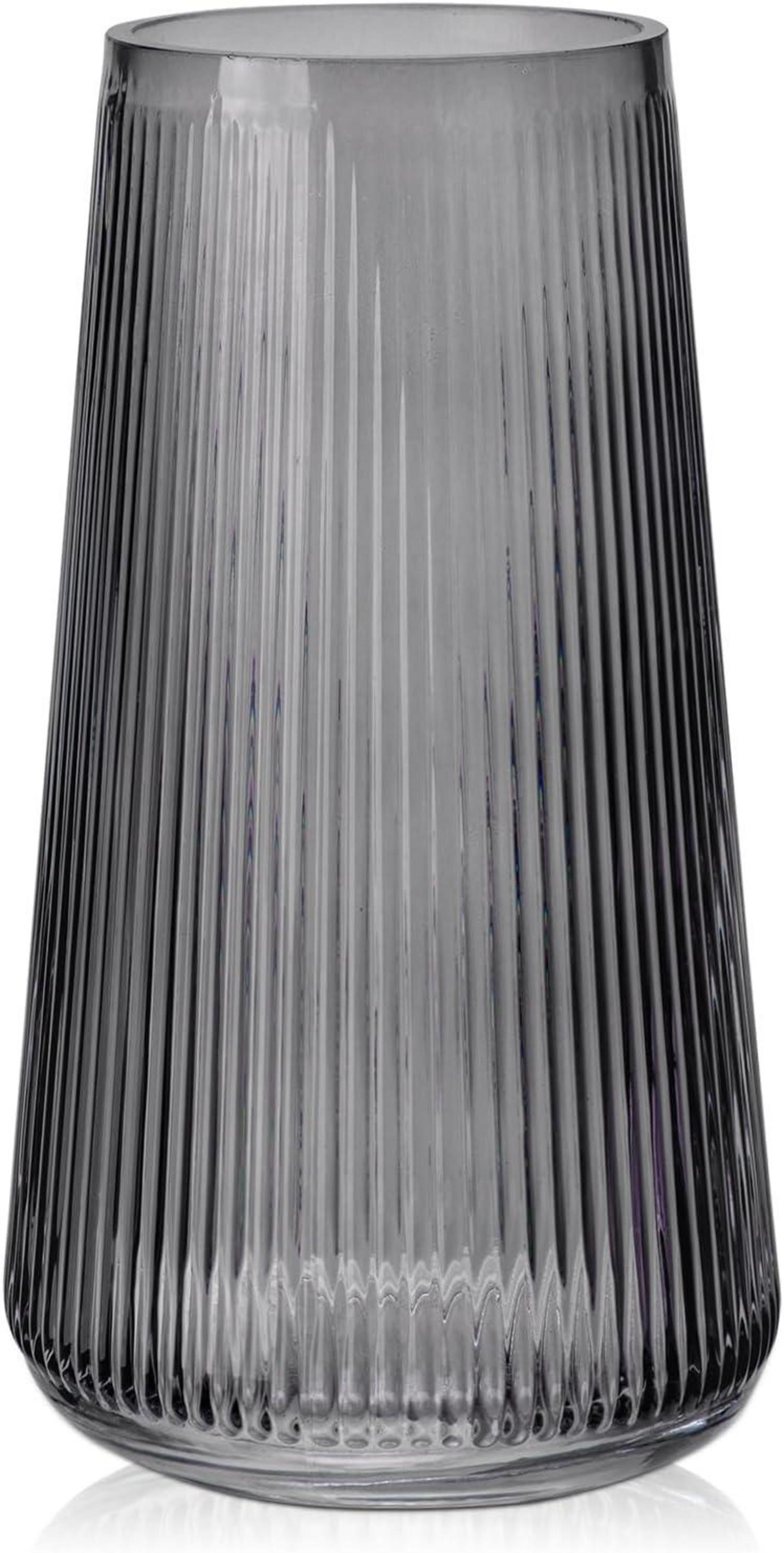 Glasvase Dekovase Rillen Ins Style Blumenvase Tischdeko 20cm