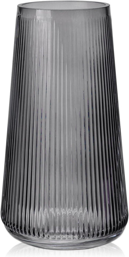 Glasvase Dekovase Rillen Ins Style Blumenvase Tischdeko 20cm