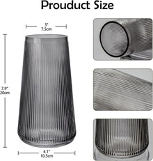 Glasvase Modern Rillen Deko Blumenvase Ins Style 20 cm