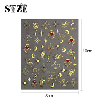 Nagelsticker Mond Sterne - 9 Blatt Nail Art Aufkleber