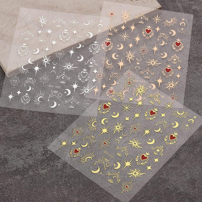 Nagelsticker Mond Sterne - 9 Blatt Nail Art Aufkleber