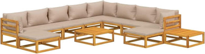 12-tlg Garten Lounge Set Holz Sitzgarnitur mit Kissen - Modular