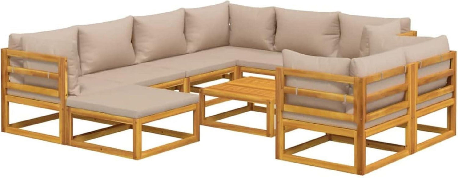Gartenlounge Set Holz Akazien 10-TLG Eckteil Mittelteil Tisch