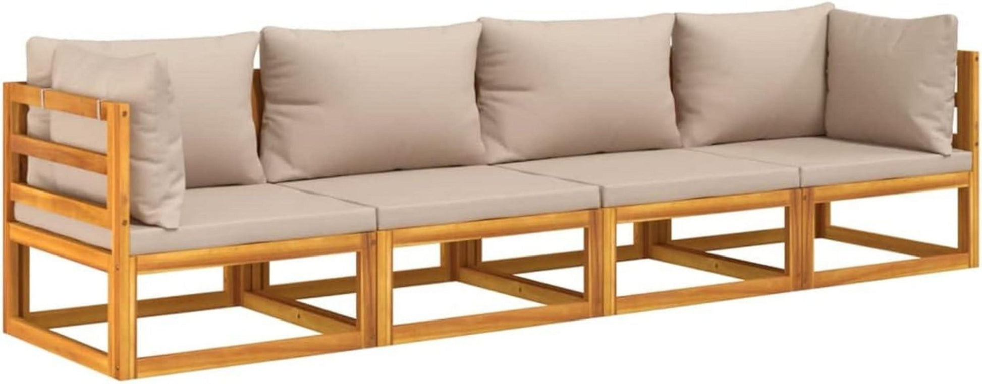 Modulares Gartensofa-Set aus Akazienholz mit Tisch und Kissen