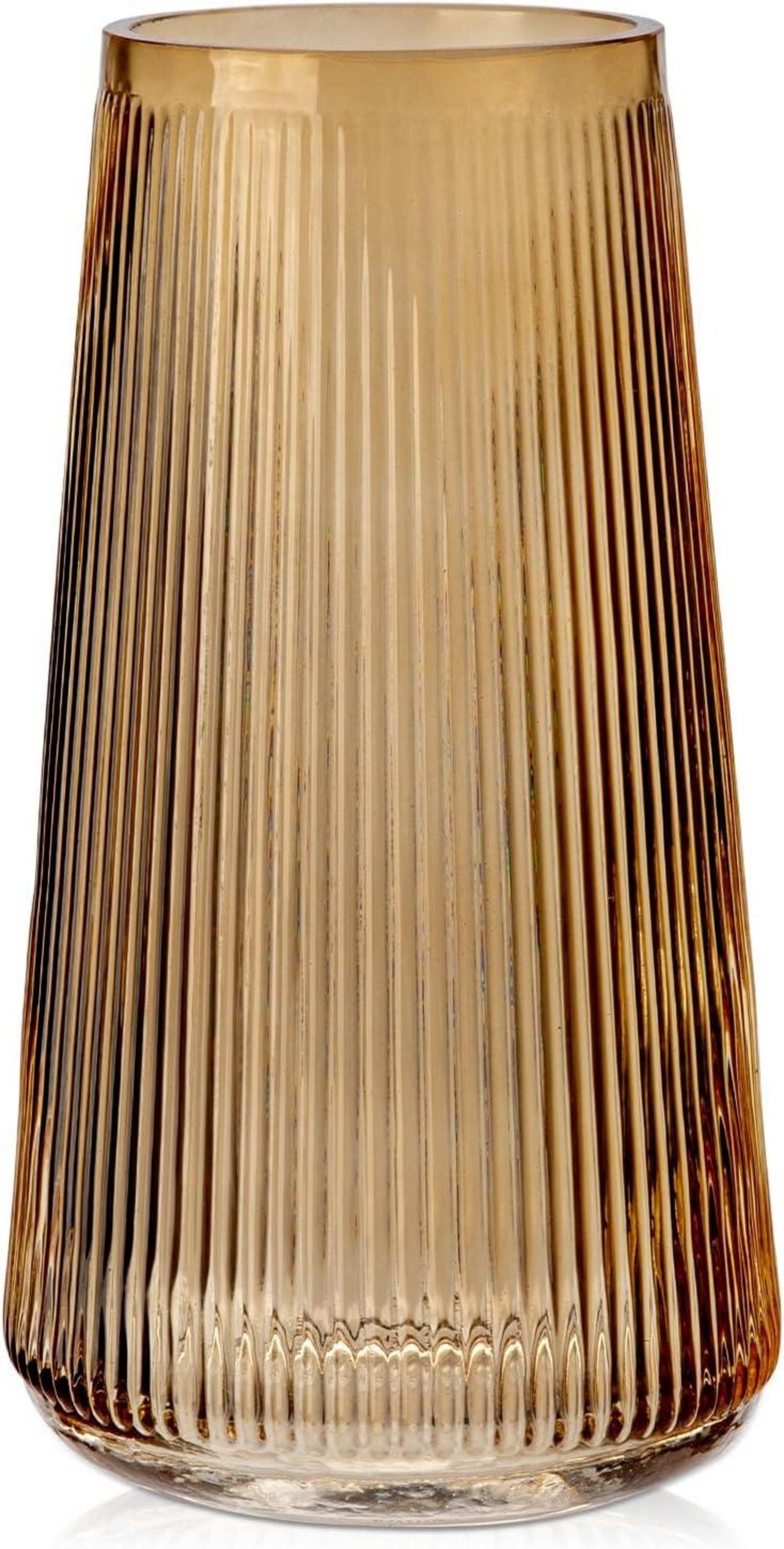 Dekorative Glasvase mit Rillen Ins Style Tischdeko 20cm