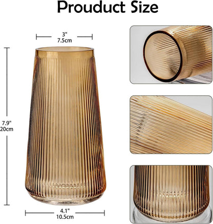 Moderne Glasvase mit Rillen, 22 cm, für Hochzeit und