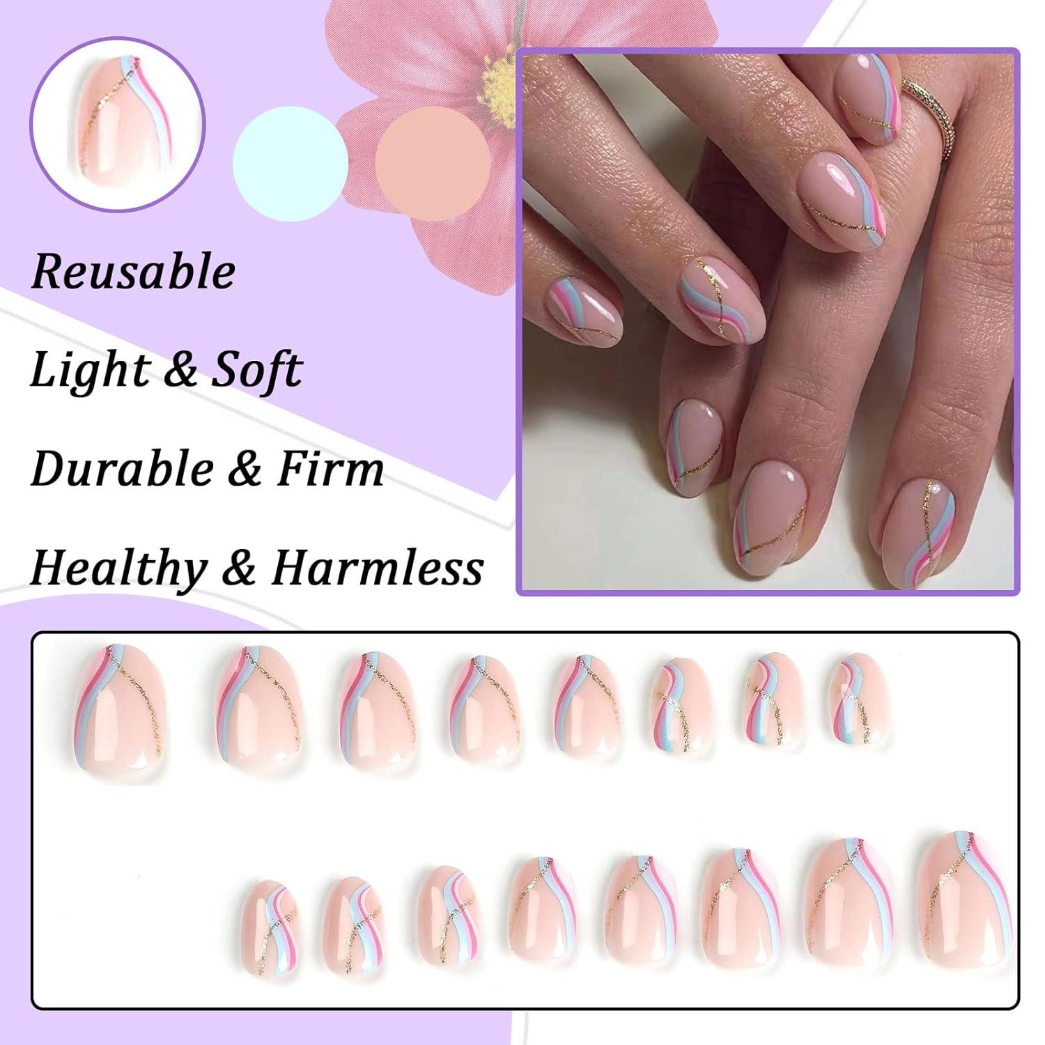 Ceboic Mandel Nägel Aufkleben French Glitzer Acryl Nägel