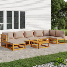 Holz Lounge Gartenmöbel Set 8-TLG Balkon Sitzgarnitur Taupe Kissen 2X