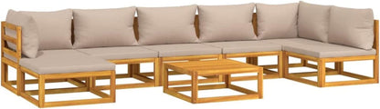 Holz Lounge Gartenmöbel Set 8-TLG Balkon Sitzgarnitur Taupe Kissen 2X