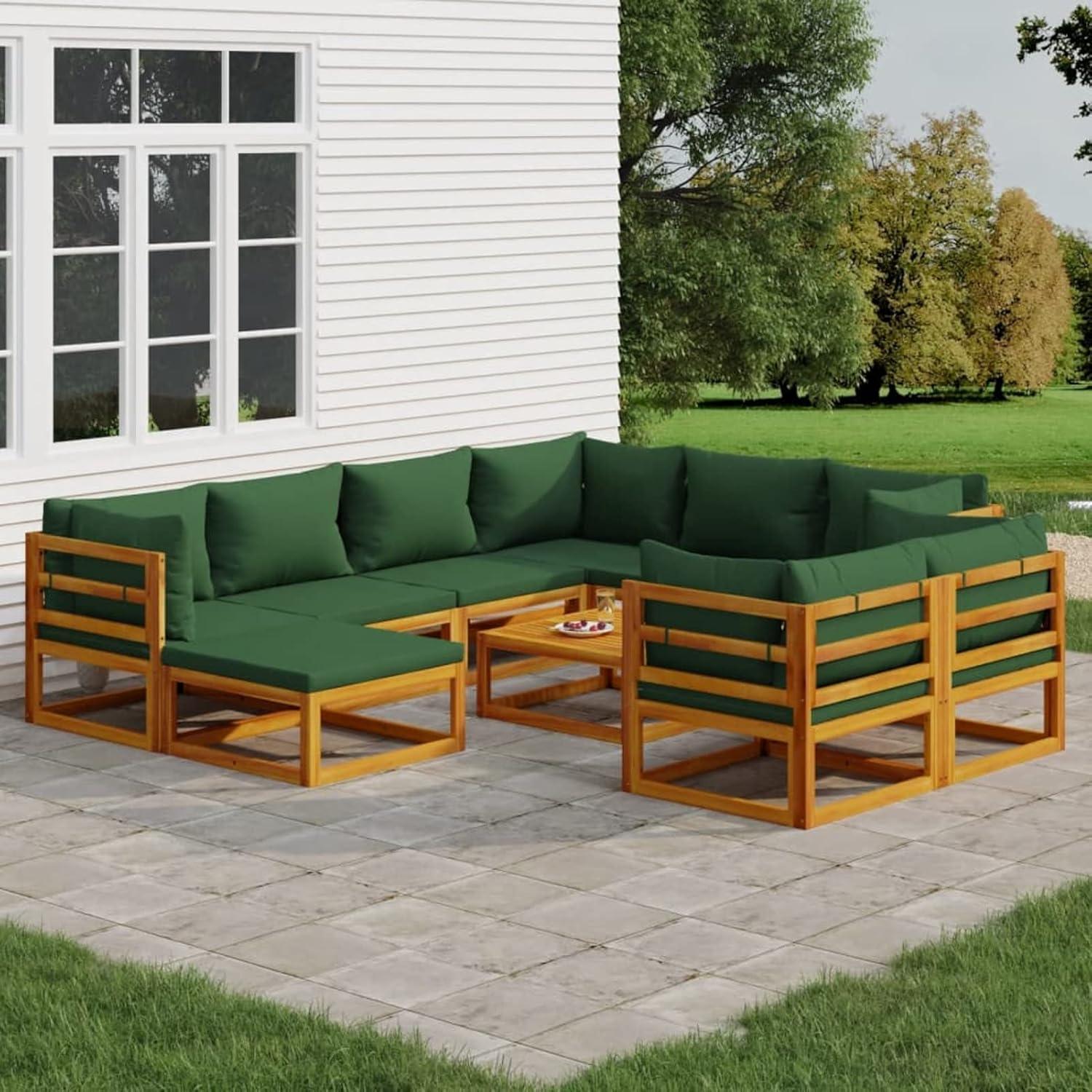 10-tlg. Lounge Gartenmöbel Set Holz Balkon Outdoor Sitzgarnitur mit