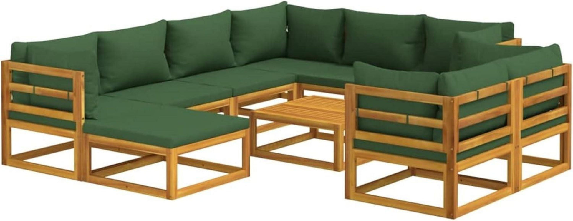10-tlg. Lounge Gartenmöbel Set Holz Balkon Outdoor Sitzgarnitur mit